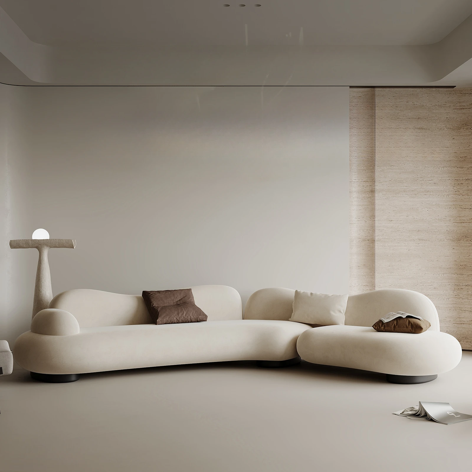 Wabi Sansan Stoffsofa, gebogenes Wohnzimmer