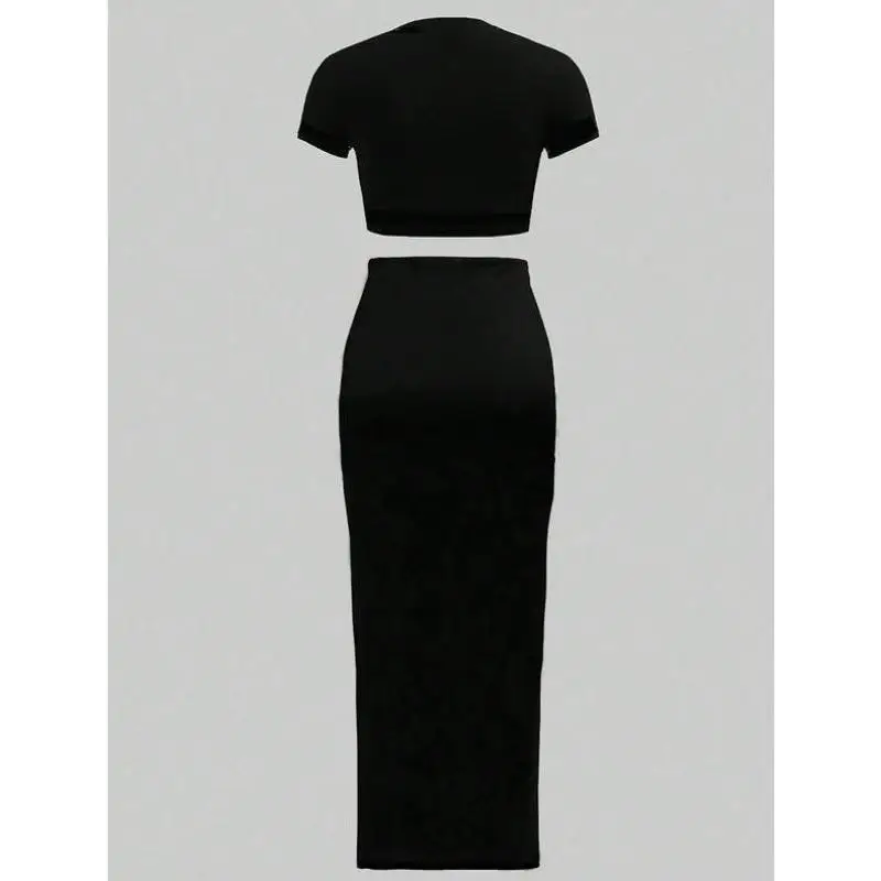 

Ladies Floral Print Skirt And Top Set Pure Color Casual Sportswear Seven Sve Length Autumn Season Faion Y 57 New Model