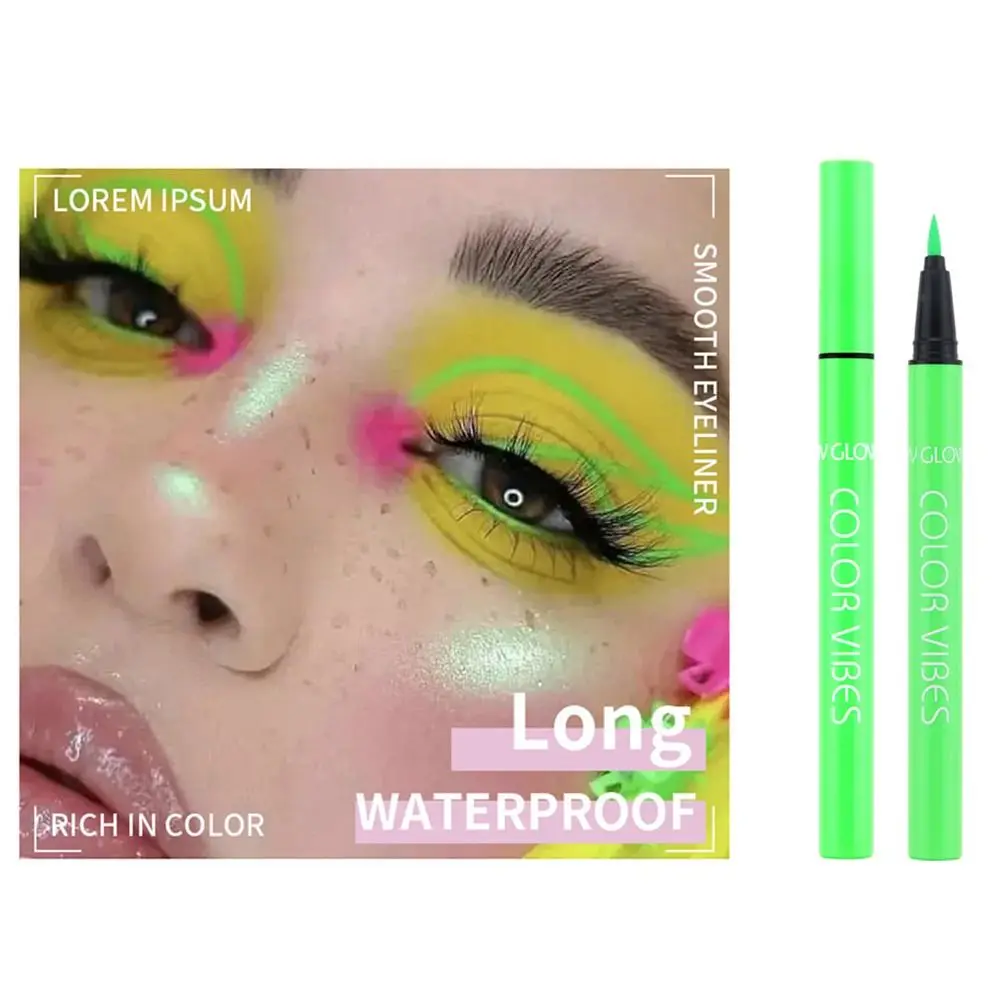 Non-Smudge Uv Fluorescent Eyeliner Purple Yellow Glow in Dark Eyeliner Gel Pen Waterproof Matte Colorful Eyeliner Pencil