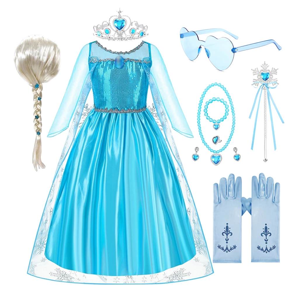 

Необычный костюм королевы Эльзы для девочек, платье принцессы для малышей на Хэллоуин, вечерние костюмы для косплея, Vesidos