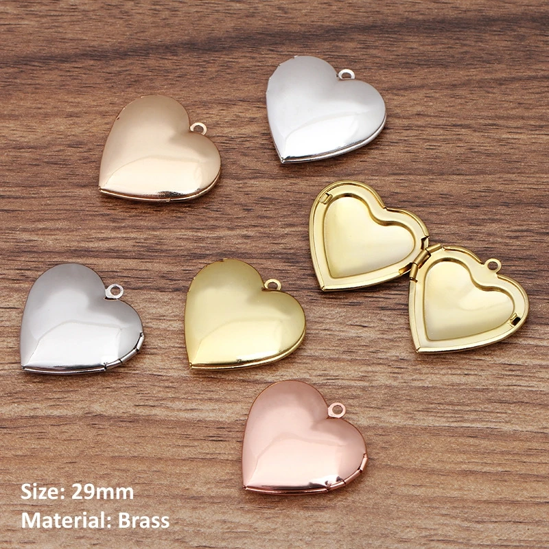 BoYuTe (10 Pieces/Lot) 28MM Brass Heart Floating Locket Pendant Materials Factory Supply Photo Locket Jewelry Accessories