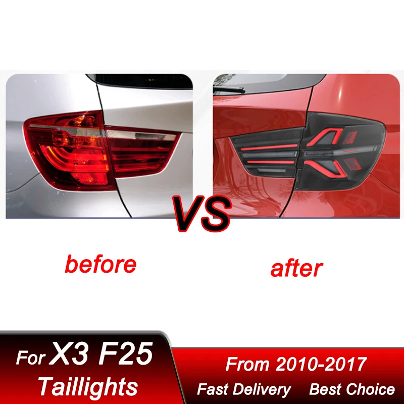 Suitable for 10-17 BMW X3 F25 taillight assembly upgrade new style modification G45 dynamic LED running light flow direction