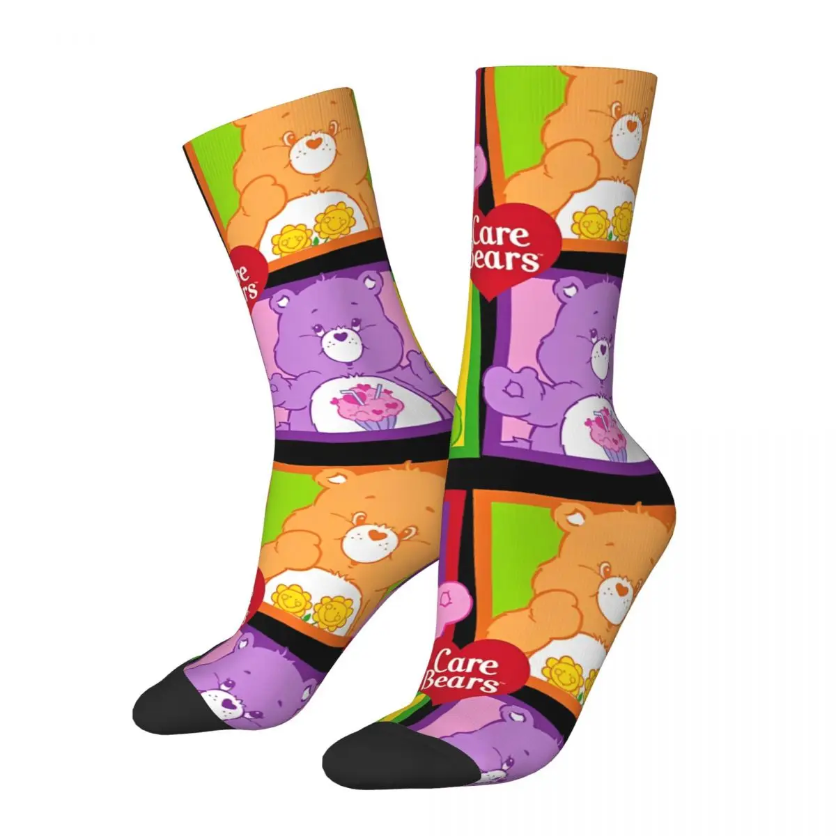 

Winter Warm Fashion Men's Women's Care Bears Retro Vintage Rainbow Group Box Ups Socks Sweat Absorbing Basketball Socks