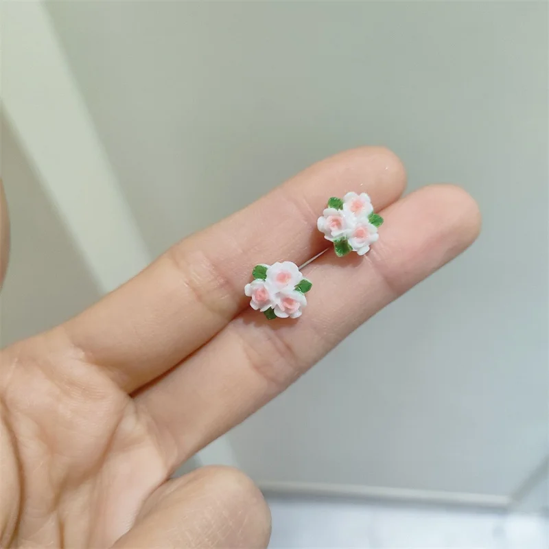 1/4Pair Sweet Flower Butterfly Stud Earrings For Women Girls Cute Mini Resin Earrings Fashion Party Jewelry Accessories Gifts