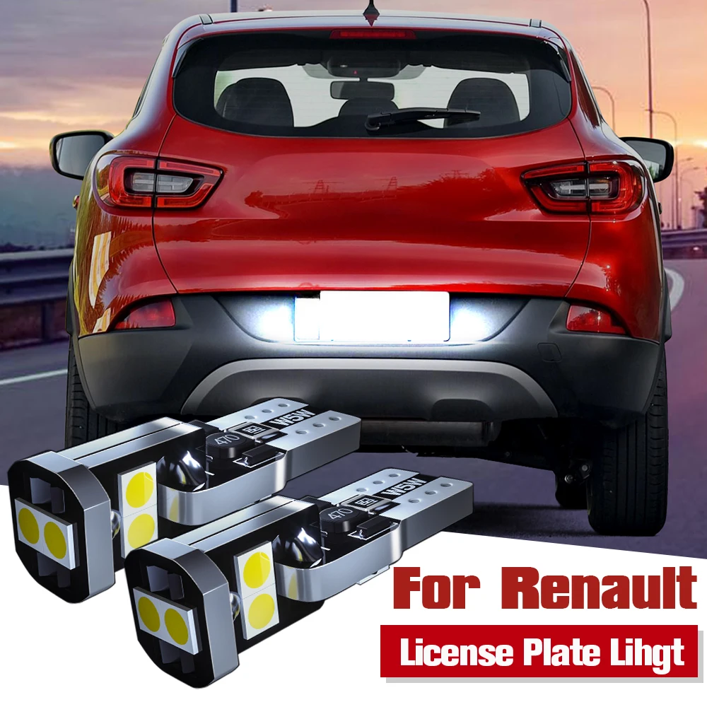 2x LED License Plate Light W5W T10 For Renault Alaskan Captur Duster Fluence Kadjar Kangoo Kaptur Laguna Modus Talisman Koleos