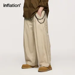 INFLATION Men's Thick Wide-Leg Pants Streetwear Loose-Fit Casual Japanese Cargo Pants