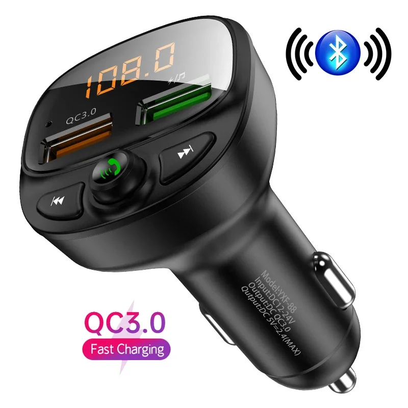 QC 3.0 Bluetooth For Car Fm Transmitter Mp3 Music Player Stereo Receiver Dual Usb Car Charger Wireless Handsfree Receiver