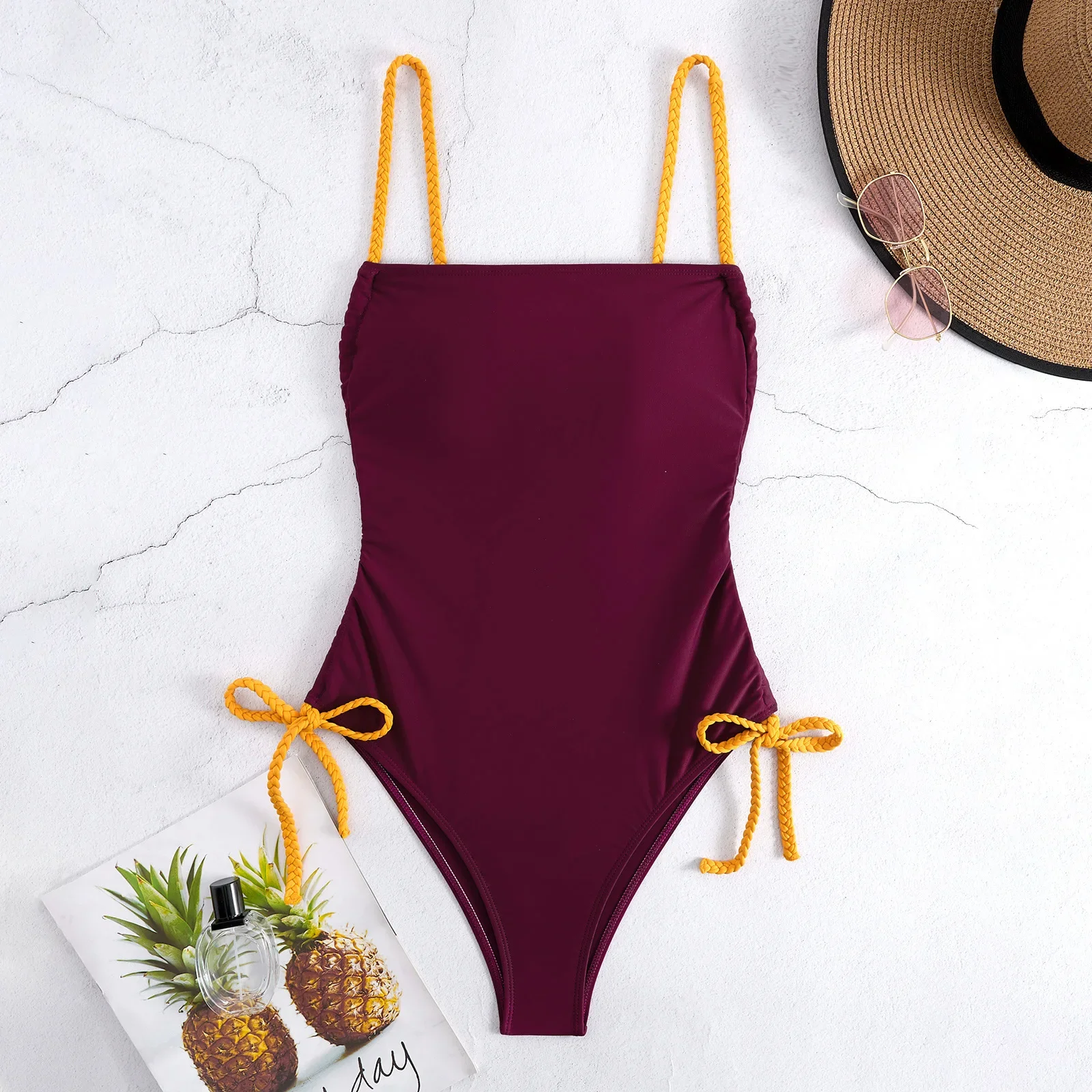 2025 Traje de baño Sexy de una pieza para mujer, traje de baño ajustado con cordón, trajes de baño tipo Tanga, ropa de playa, Monokini, traje de baño para surfear, piscina