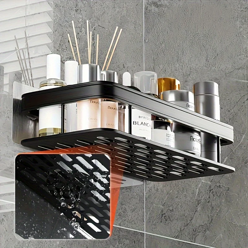 Punch-free Wall Mounted Bathroom Storage Organizer Shelf Shampoo Makeup Storage Rack For Kitchen Bathroom Accessories