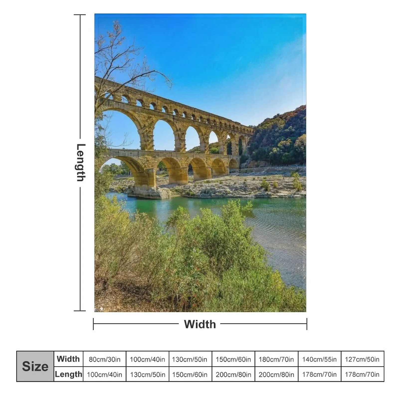 Roman Aqueduct ruins, Pont Du Gard, Provence, France color photograph / photography Throw Blanket Cute Plaid Large Blankets