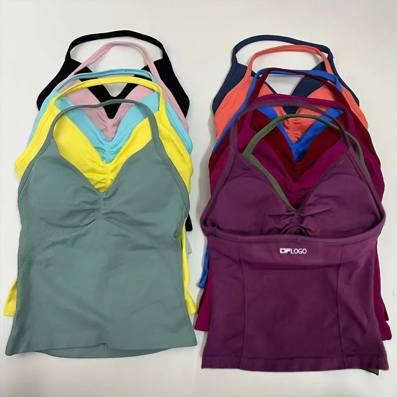 

Impact Longline Strappy Sports Yoga Vest Underwear With LOGO Women's Fitness Tops Gym Beautiful Back Bra Running Workout Halter