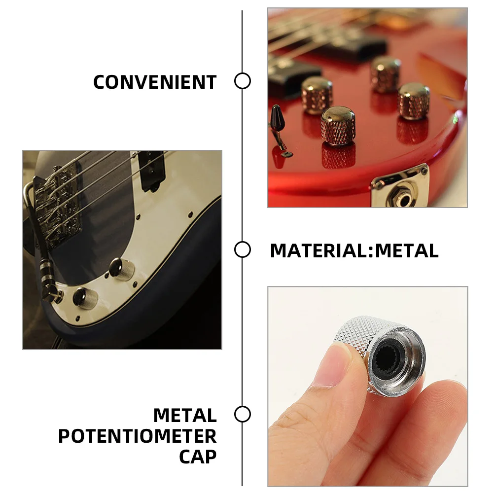 

4 Pcs Metal Volume Knob Knobs for Electric Guitar Bass Replacement Parts Tone with Hole Control Pickup