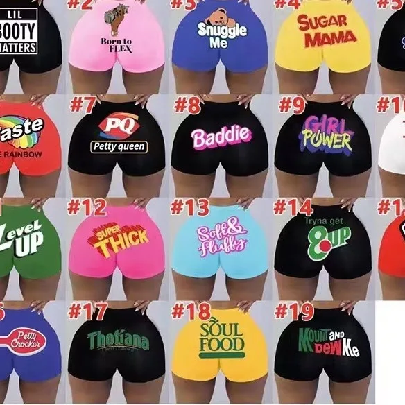

Hot selling new product khaki letter flat corner shorts, sporty and casual women's shorts