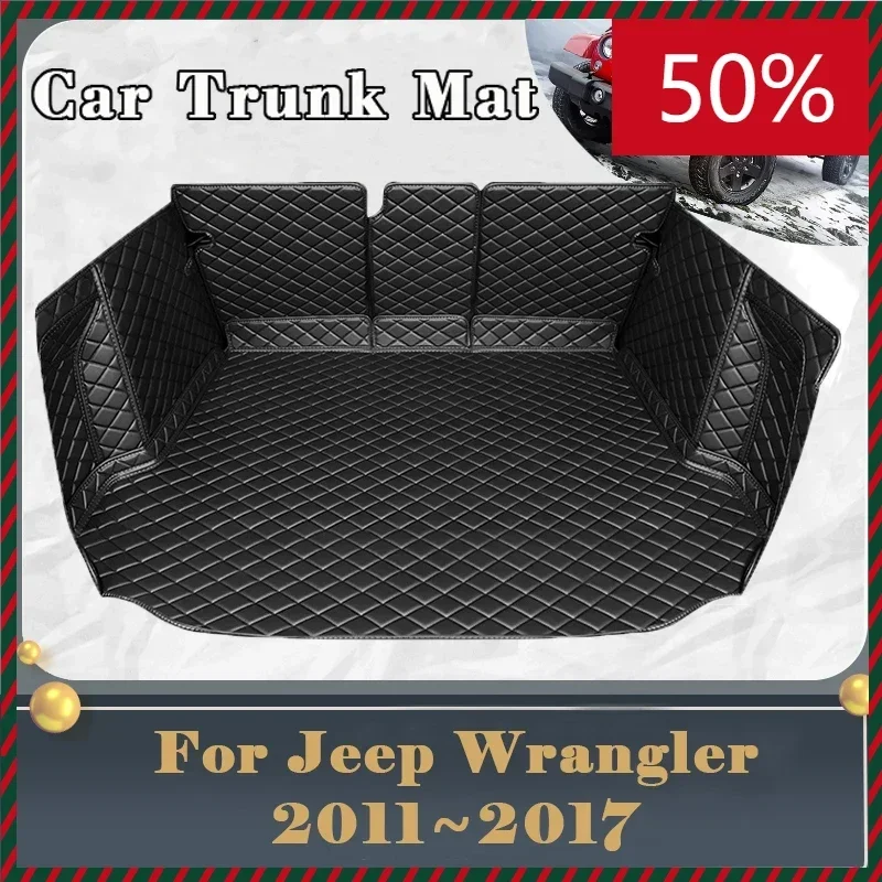 Car Trunk Mat For Jeep Wrangler JK J8 TJL-J8 2011~2017 4door Dirt-resistant Fully Trunk Mat Rear Cargo Tray Car Accessories 2016