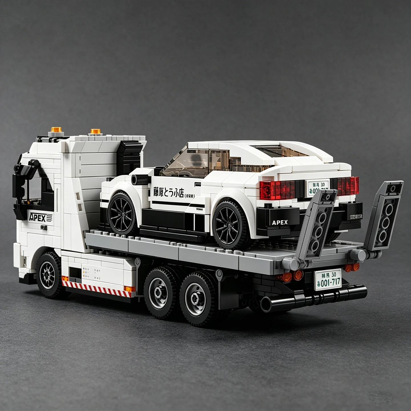 

MOC Figurine City FH16 Rescue Vehicle Assembly Model Building Blocks Toys, 8-Grid Vehicle Set with Truck Transport Vehicle