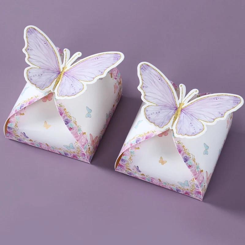 Confezione regalo di caramelle da 12 pezzi farfalla rosa viola decorazioni per feste di compleanno forniture per matrimoni borsa regalo per biscotti