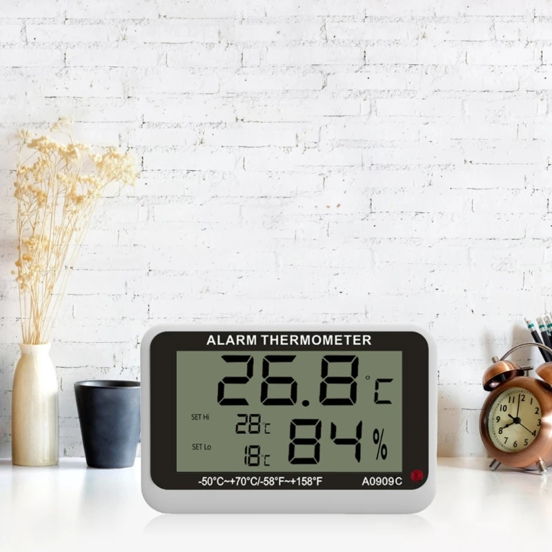 Termometer Dalam Ruangan Digital LCD Higrometer Kelembaban Meter Alarm Meter Dropship