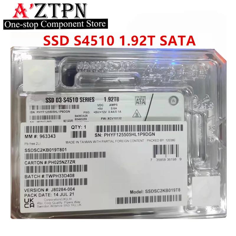 Original New SSD For Intel S4510 3.84T 1.92T SATA interface 2.5-inch enterprise solid state drive