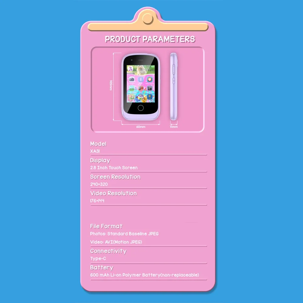 Kids Smart Phone Touch Screen Camera Toys Learning Phone For 3-12 Year Old Boys Girls Phone MP3 Player Mini Toy Phone