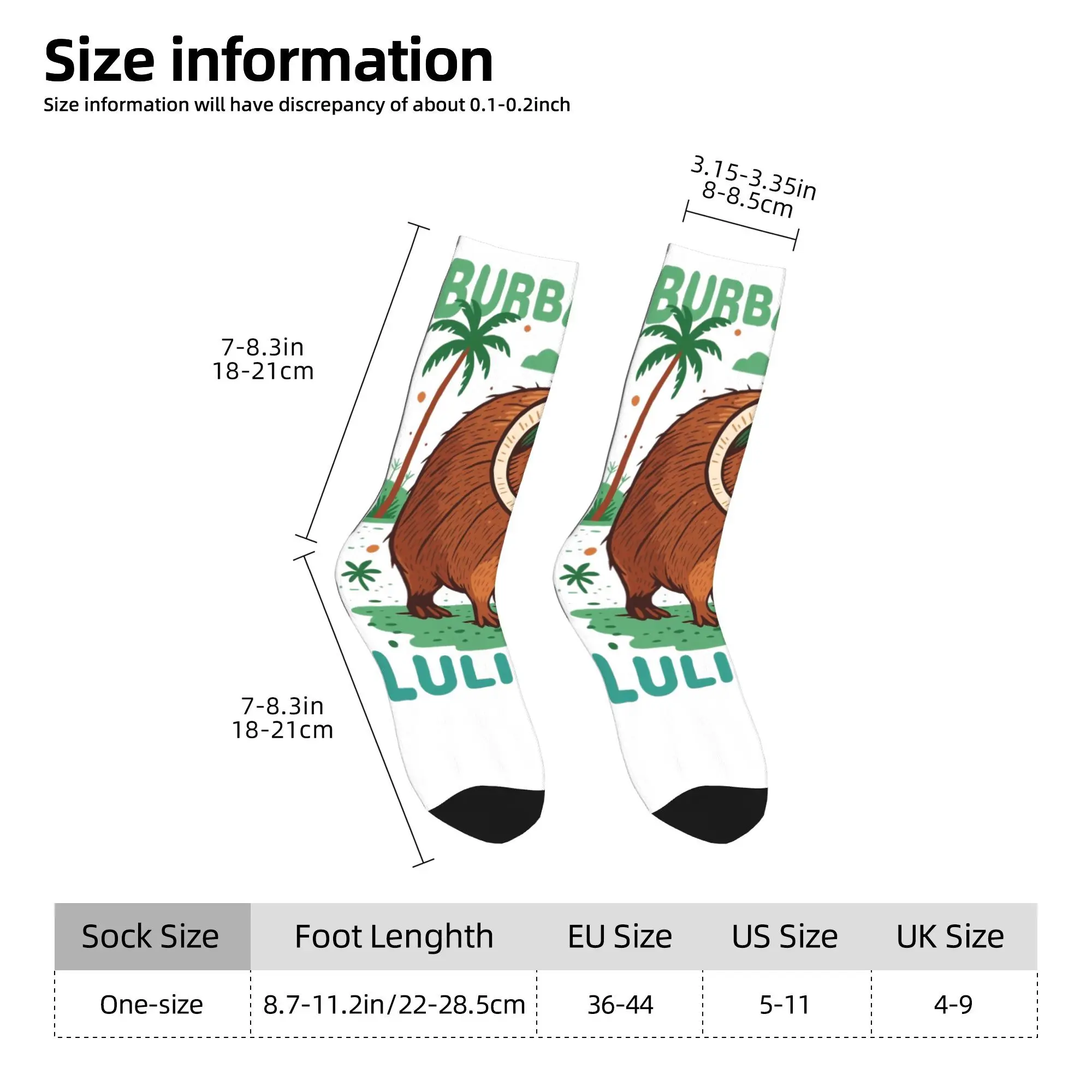 Burbaloni Luliloli Capybara 이탈리아 Brainrot 양말 남성용 재미있는 해피 양말 하라주쿠 가을 겨울 중간 튜브 스타킹 선물