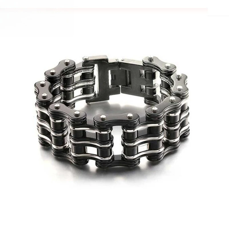 

Punk Wide Bike Chain Cuff Bracelet for Men, Stainless Steel