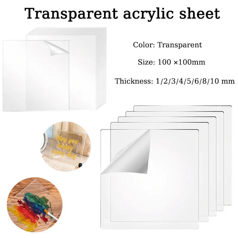 1PCS 1mm-10mm Clear Acrylic Sheet for Lasers Cutting, DIY Signage, Craft Projects, Photo Frame Display Transparents Panel