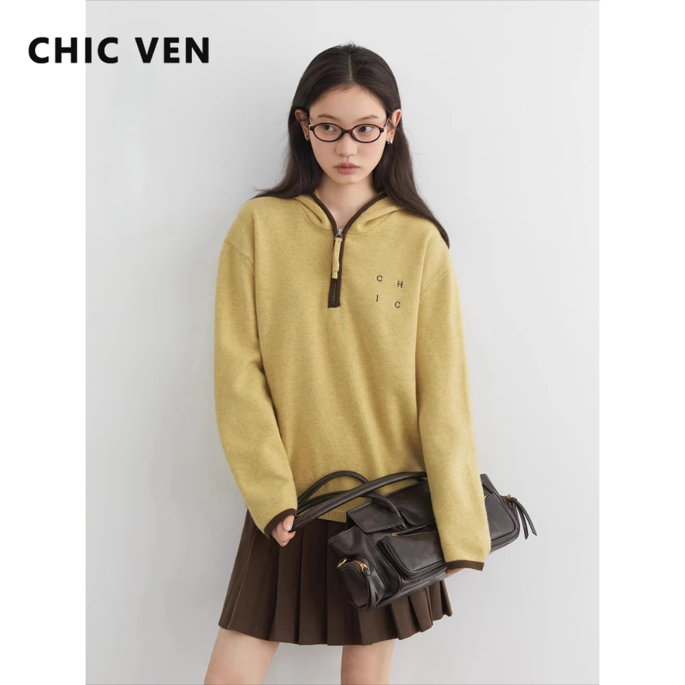 

CHIC VEN модные женские свитера пуловеры свободные повседневные контрастные толстовки с вышивкой букв женские джемперы осень-зима 2025