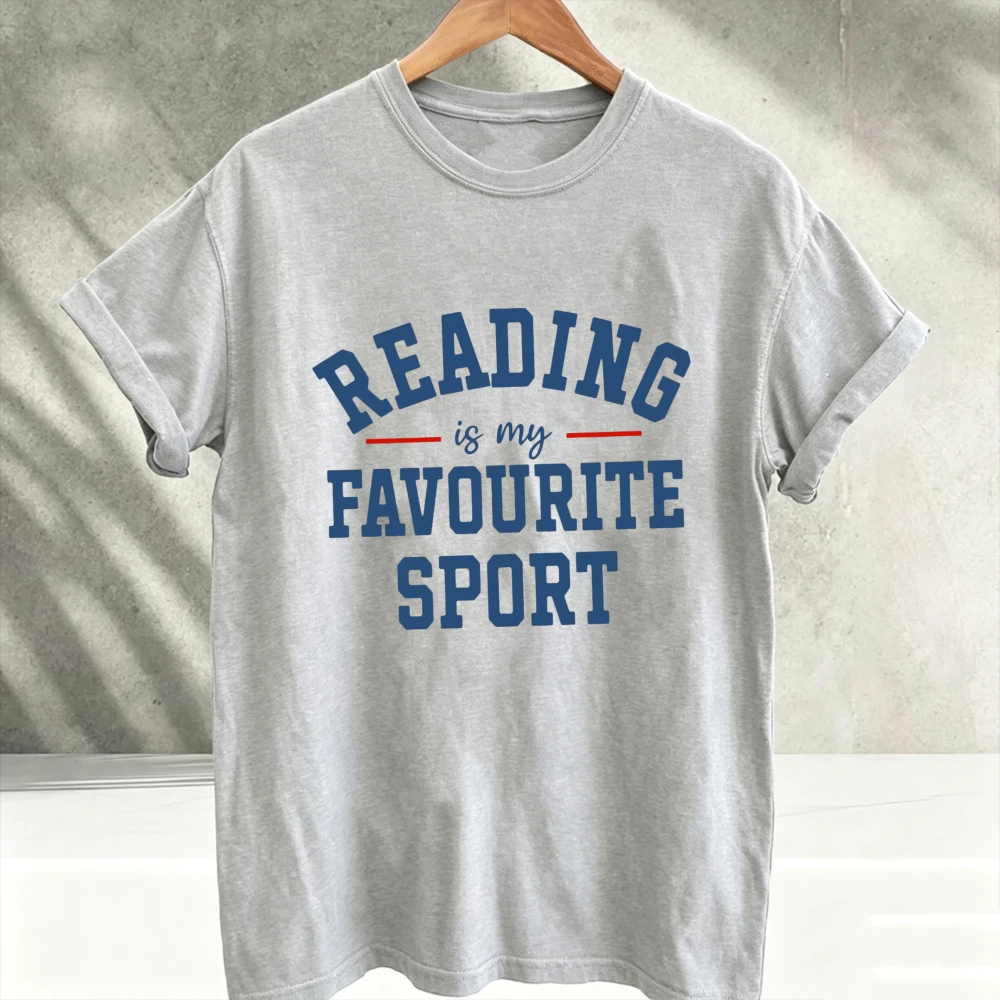 Reading Is My Favourite Spot Cotton T Shirt Book Lover Graphic Tee Bookish Gift Reader Casual Book Merch Short Sleeve Apparel