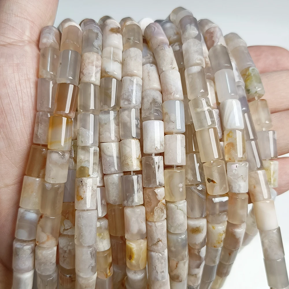 Natural Stone Agates Bead Smooth Cherry Agates Spacer Beads Round Tube Rondelle Bead Charm for DIY Bracelet Necklaces Earrings