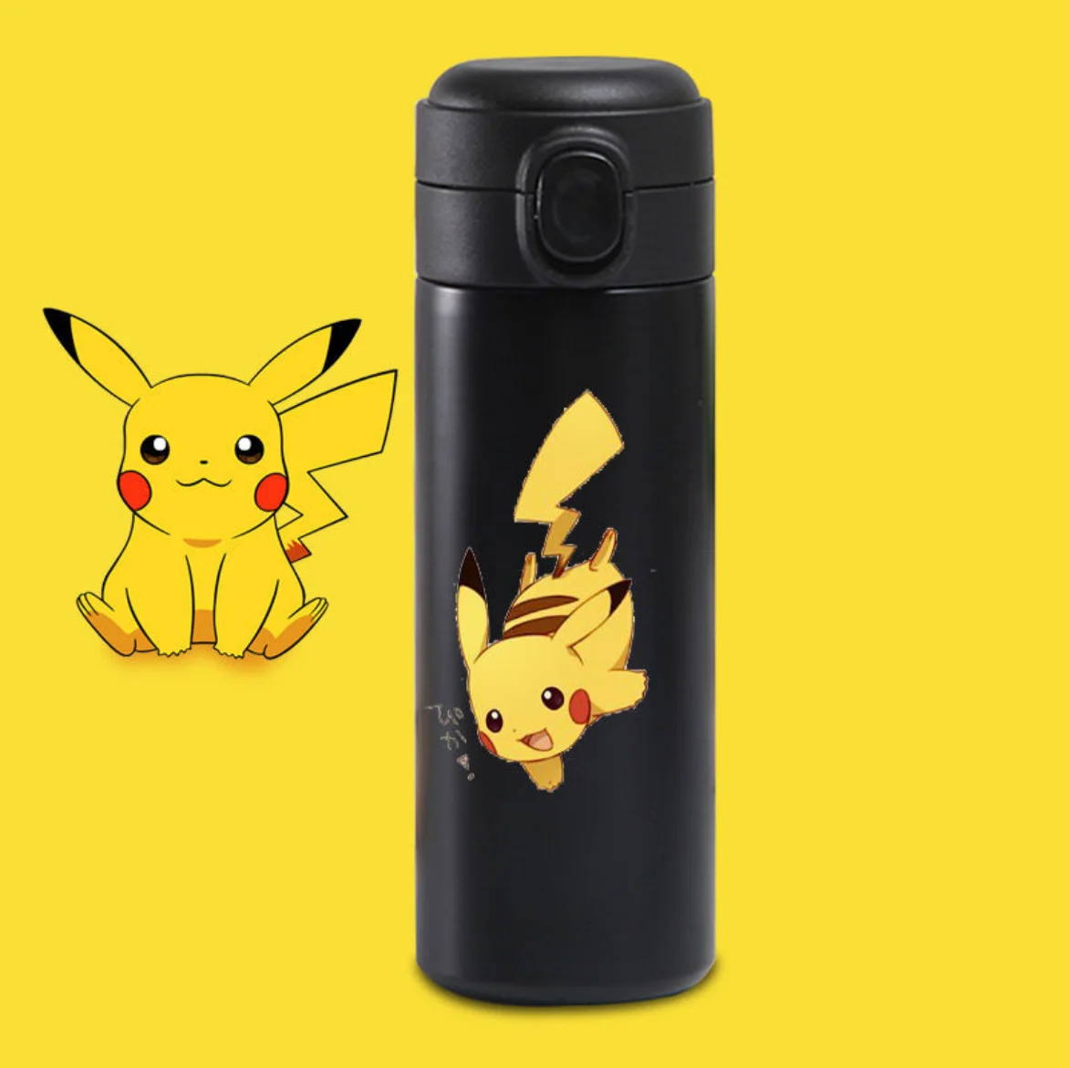 380ML Pokemon Anime Children Thermal Bottle Pikachu Thermos Keeps Heat Kids straw Cup Pokemon Adult Stainless Steel Water Cup