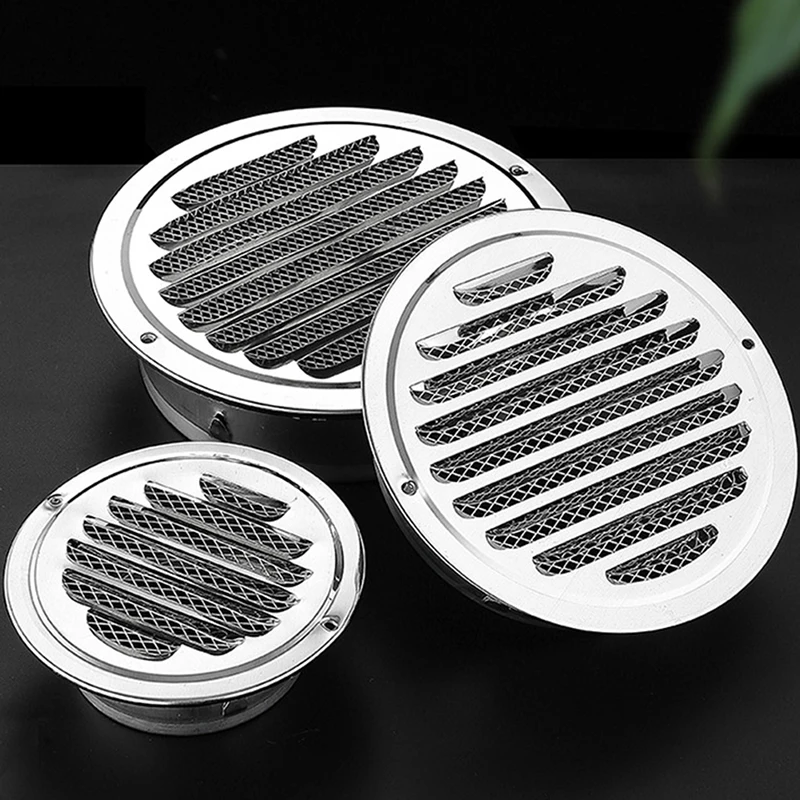 75-200MM 304 Stainless Steel Wall Air Vent Grille Exterior Round Ducting Ventilation Grilles Vent Cap Wall Air Vent Grille New