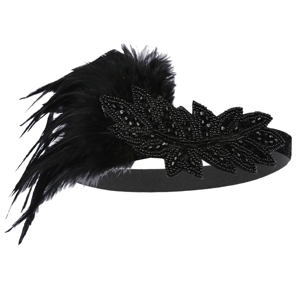 

Wedding Feather Headband Rhinestone Headpiece Retro 1920s Hair Ties Performance Headbands Forehead Scarf Accessories Women