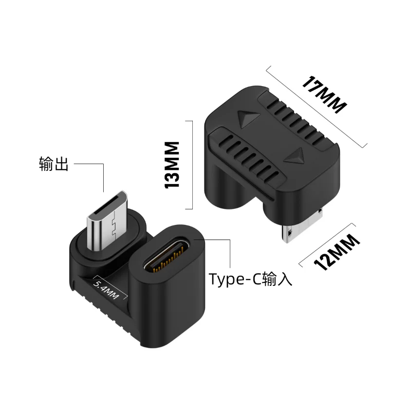 Conector USB tipo C hembra a Micro USB macho, Conector de codo de 90 grados, en forma de U, para Samsung, Xiaomi, Redmi, Huawei, Cargador USB, fecha