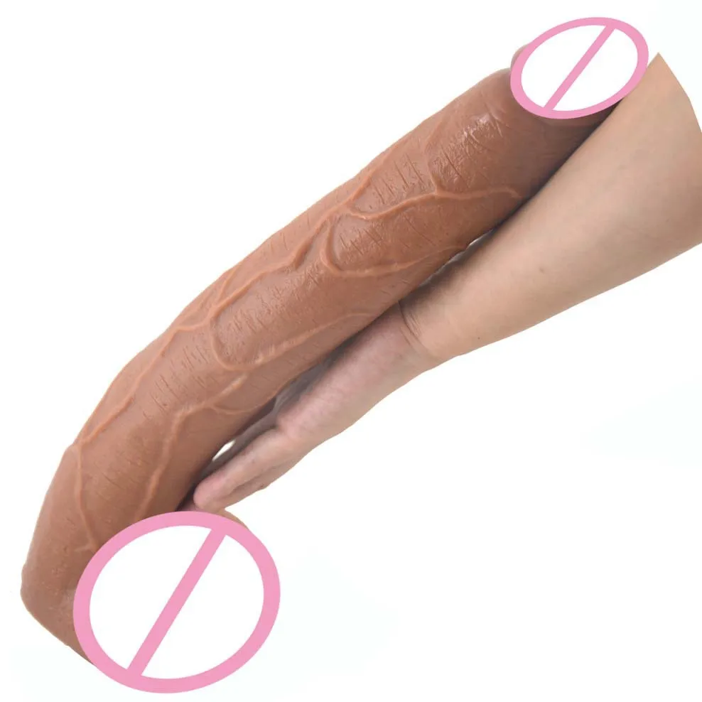 15,5-Zoll langer gefälschter Penis realistisches weiches Silikon großer Saugnapf-Dildo Analplug G-Punkt-Simulator weiblich männlich Vaginalmassage