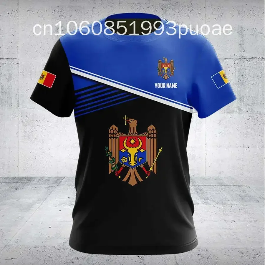 New Moldova Flag & Coat of Arms Graphic Tee Summer Cool Sportswear Men's Fashion Loose T-shirts Boy Oversized Short Sleeve Tops