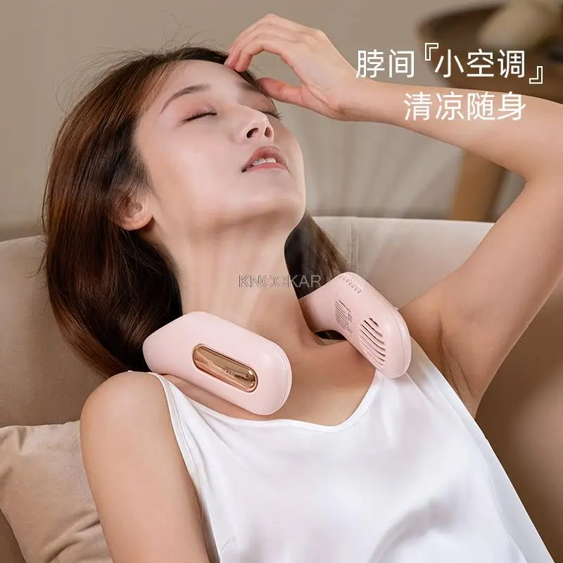

2021 New Hanging Neck Fan Outdoor Sports Lazy Man Portable Silent Rechargeable Leafless Fan USB
