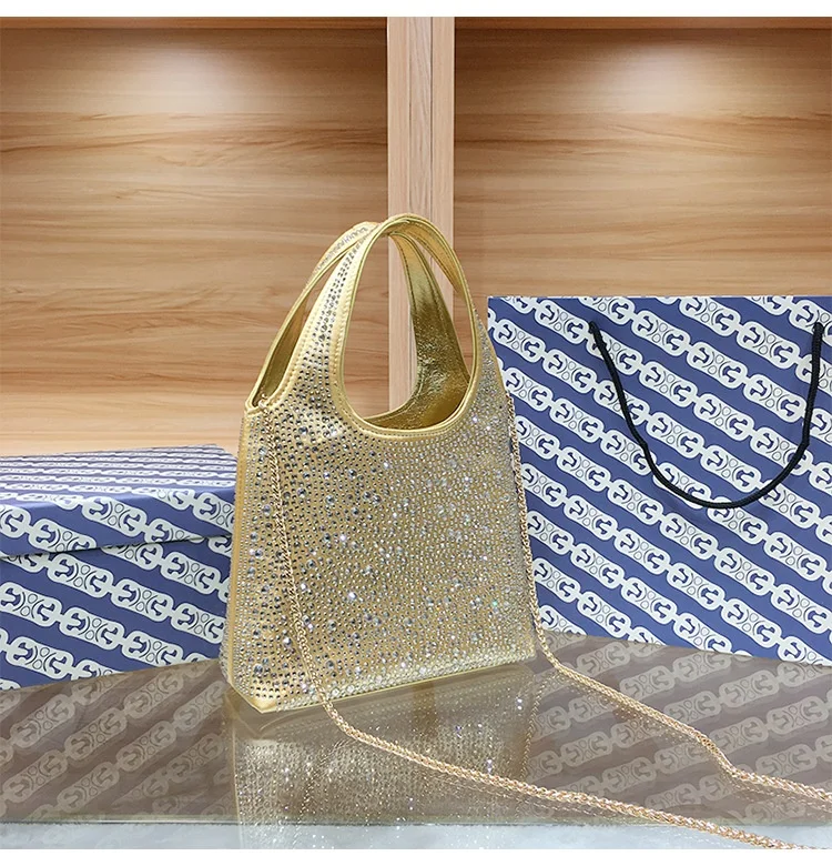 

Hot Sale Ladies Pink Rhinestone Hand Clutch Bag Women's Fashion Crystal Crossbody Handbag for Evening Parties and Weddings