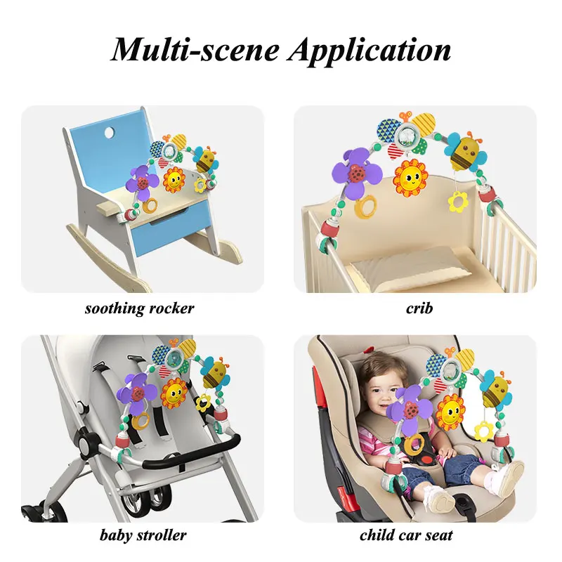 Baby Bed Bell Toy Comfort Trolley Hanging Crib Educational Toys Newborn Rattles Plush Stroller Animal Cartoon 0 6 12 24 Months