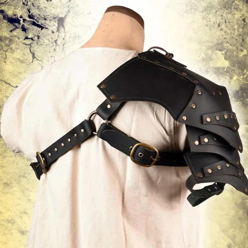 Mittelalter liche pu Leder Wikinger Ritter Krieger Paulrone Single Shoulder Rüstung Gladiator Drama Cosplay Zubehör Fotografie Requisiten