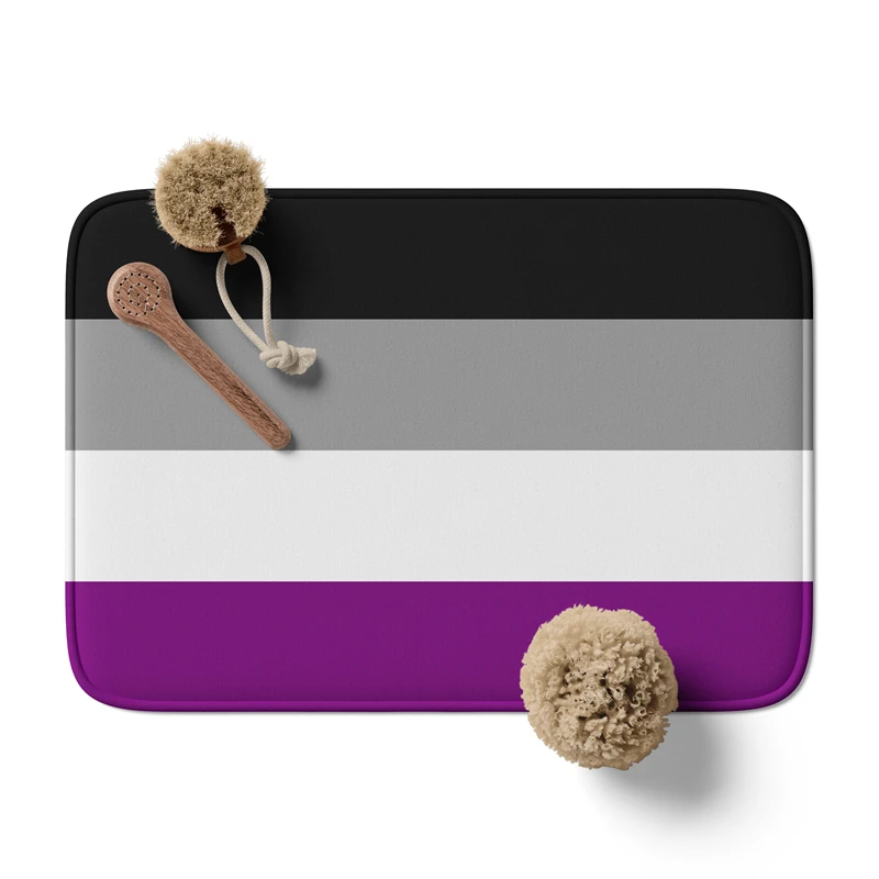 Gaslight Gatekeep Girlboss Asexual Pride Flag Bath Mat with Non Slip Base Absorbent Super Cozy Flannel Bathroom Rug Carpet