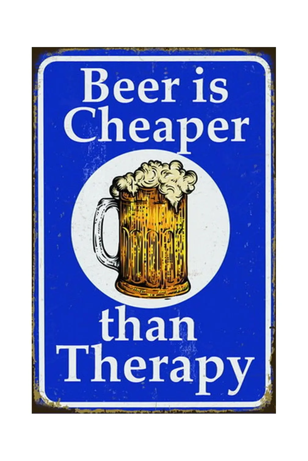 Xanovir Beer Tin Sign Metal Poster Vintage Wall Decor, Beer is Cheaper than Therapy, for Pub Restaurants Cafe Club Plaque Man Ca