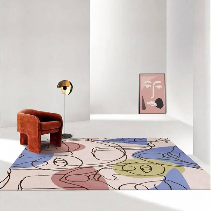 Large Carpet for Living Room Abstract Art Modern Geometric Face Pattern Bedroom Rug Creative Home Decoration Carpet Bedside Mats