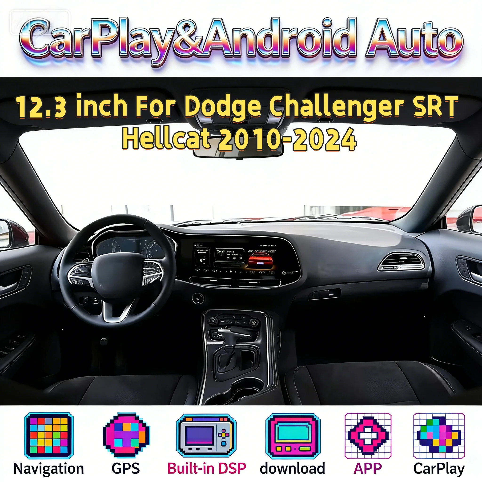 12.3inch Multimedia Android Stereo For Dodge Challenger SRT Hellcat 2010-2024 Wireless CarPlay Autoradio Monito Head unit