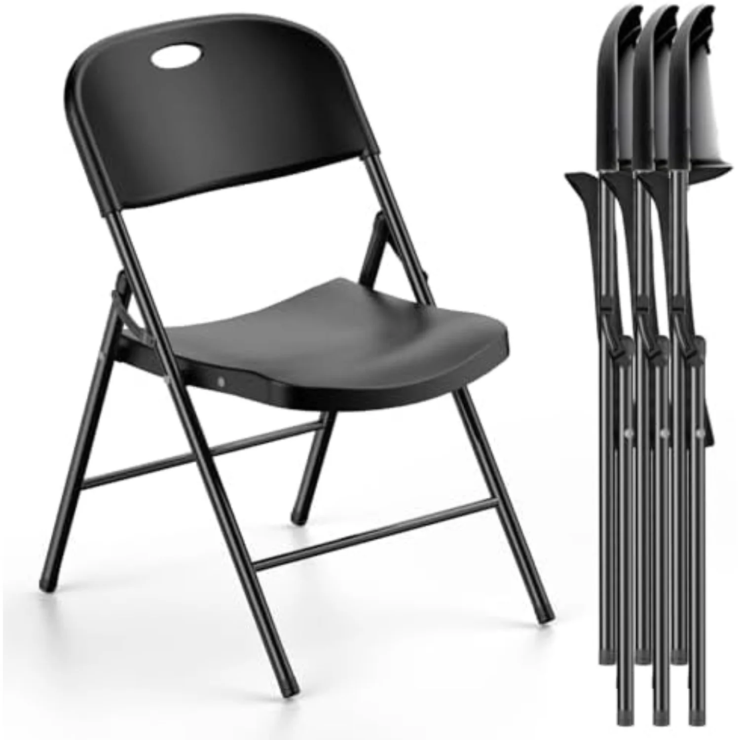 350 Weight Limit Heavy Duty Plastic Folding Chair with Reinfoced Steel Frame for Indoor and Outdoor, Wedding, Party