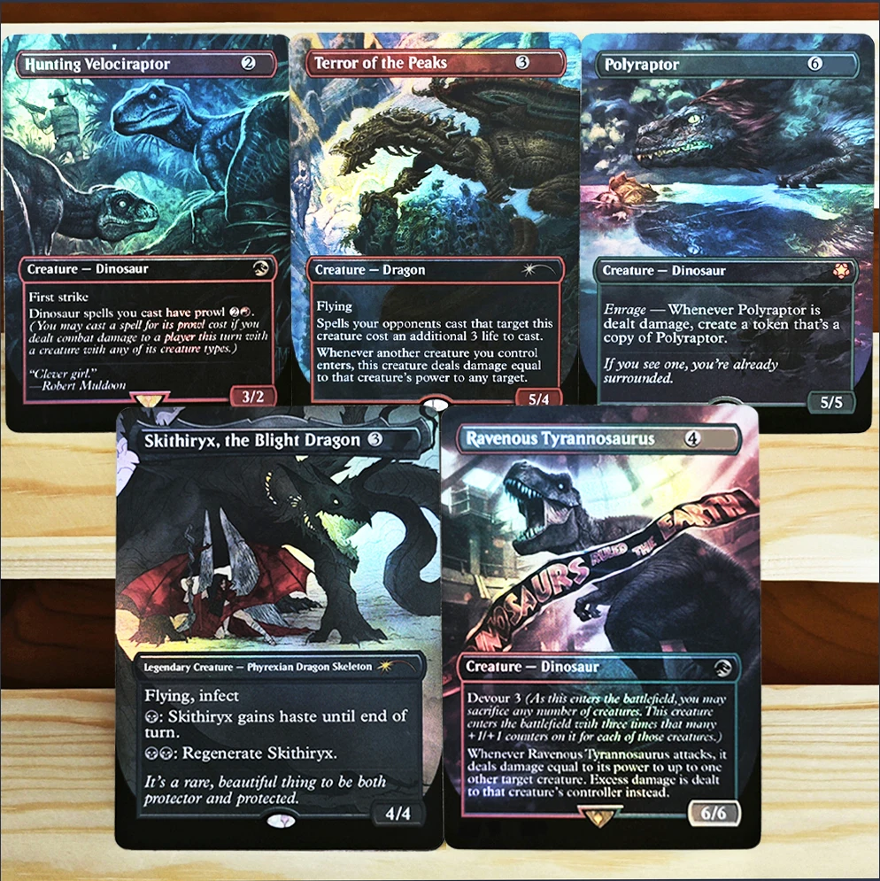 TCG Seltene Exklusive Folien-Sammelkarten für das Heimspiel – Sammlung „Jagd auf Velociraptor/Terror der Gipfel/Polyraptor“