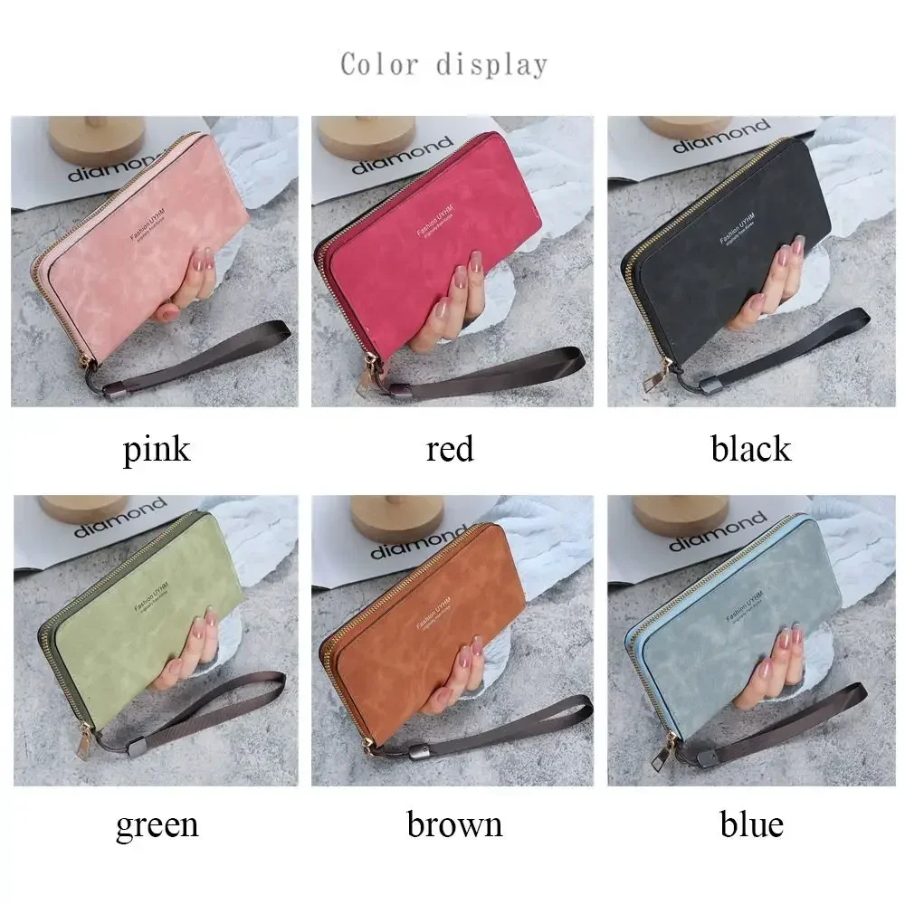 إلى الأبد الشباب محفظة المرأة طويلة بولي PU القياسية محافظ 2024 جديد ريترو أنثى السلس سستة محفظة سيدة حقيبة الرسغ جيوب بطاقة