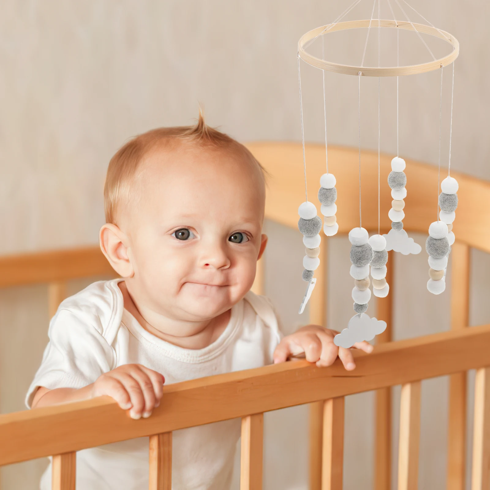

Bohemian Bed Bell Mobile Decoration for Crib Hanger Hanging Cotton Rope Decorations