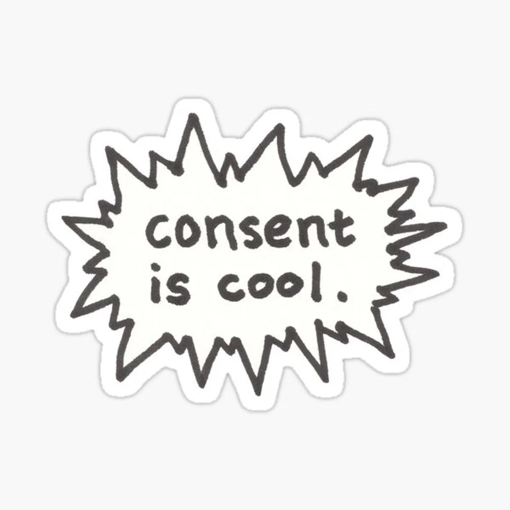 Consent is Cool Comic Flash Sticker for Laptop Decor Bedroom Car Cute Cartoon Art Fashionable Public Suitcase
