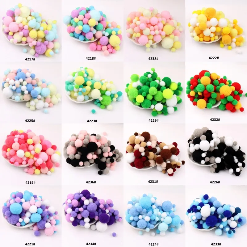 10mm To 30mm 20g Multi Size Mix Colors Pompom Fur Craft DIY Soft Pom Poms Balls Wedding Decoration Glue on Cloth Accessories