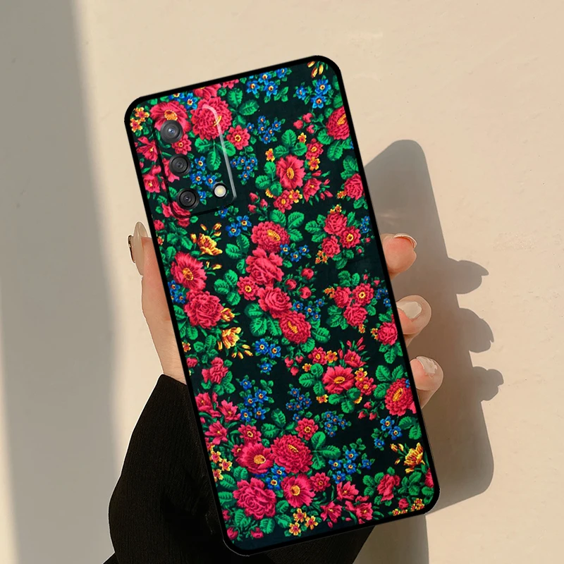 وشاح الروسية الأزهار الحال بالنسبة ممن لهم A17 A16 A15 A57 A77 A96 A93 A91 A53S A9 A5 A31 A53 A52 A72 A94 A54 A74 Coque